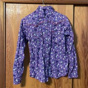 Girls YT extra large purple rodeo button down